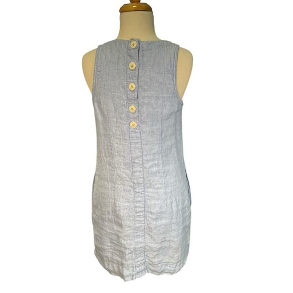 J. Crew Light Blue Sleeveless 100% Linen Tunic Dress Pockets Preppy Size Small - Picture 3 of 10